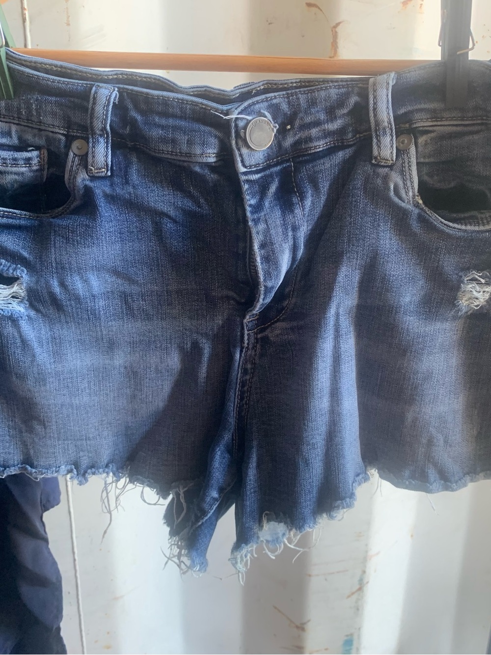Blank NYC Dark Blue Distressed Denim Cutoff Shorts